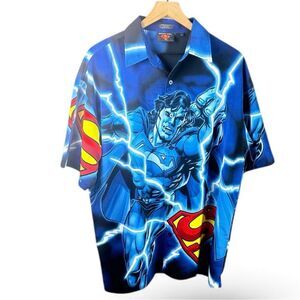 Warner Brothers Superman Blue & Red Button Up Short